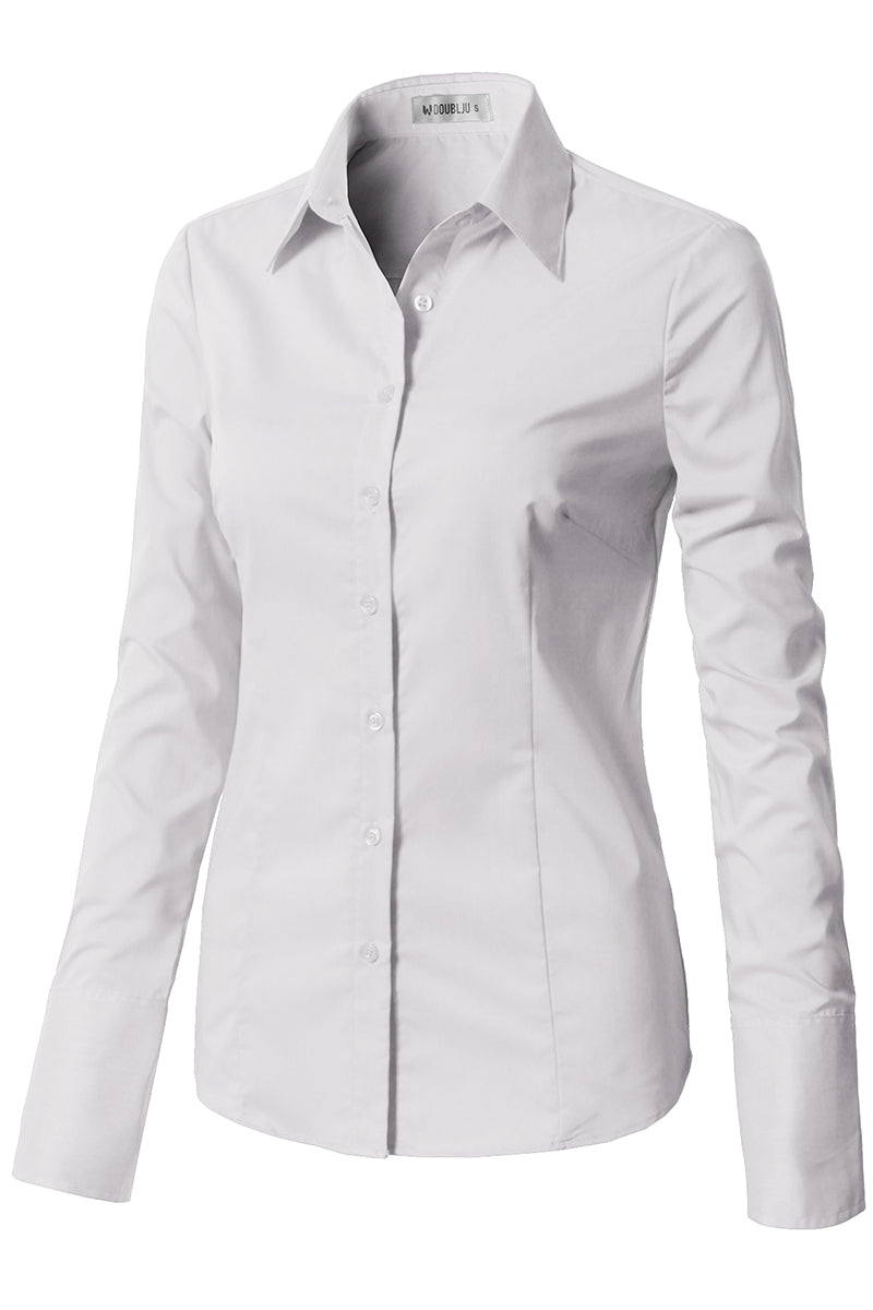 WOMENS BASIC SLIM FIT Y COTTON BUTTON DOWN SHIRTS WITH PLUS SIZE