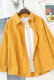 LONG SLEEVED TRENDY CORDUROY SHIRT - Doublju