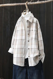 MID LENGTH FLEECE INNER WARM PLAID SHIRT JACKET - Doublju