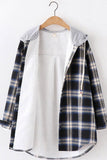 HOODED BF LOOSE PLAID INNER FLEECE WARM SHIRT - Doublju