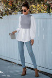 LONG SLEEVE FAKE TWO PIECE BLOUSES - Doublju