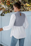 LONG SLEEVE FAKE TWO PIECE BLOUSES - Doublju