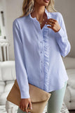 BUTTON UP LACE STRIPE SHIRT - Doublju