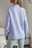 BUTTON UP LACE STRIPE SHIRT - Doublju