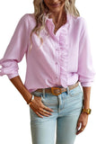 BUTTON UP LACE STRIPE SHIRT - Doublju