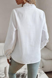 BUTTON UP LACE STRIPE SHIRT - Doublju