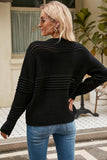 WOMEN RIBBED CABLE KNIT JUMPER TOP SWEATER - Doublju
