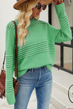 WOMEN RIBBED CABLE KNIT JUMPER TOP SWEATER - Doublju