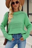 WOMEN RIBBED CABLE KNIT JUMPER TOP SWEATER - Doublju