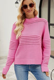 WOMEN RIBBED CABLE KNIT JUMPER TOP SWEATER - Doublju
