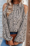 WOMEN CUT OUT SHOULDER FLORAL BLOUSE - Doublju