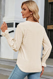 WOMEN GUIPURE LACE TRIM NECK RUFFLE SLEEVE BLOUSE - Doublju