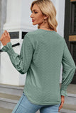 WOMEN GUIPURE LACE TRIM NECK RUFFLE SLEEVE BLOUSE - Doublju