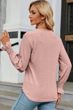 WOMEN GUIPURE LACE TRIM NECK RUFFLE SLEEVE BLOUSE - Doublju