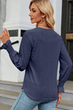 WOMEN GUIPURE LACE TRIM NECK RUFFLE SLEEVE BLOUSE - Doublju