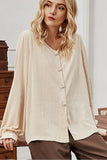 WOMEN LINEN LONG SLEEVED OVER SIZED SHIRT - Doublju