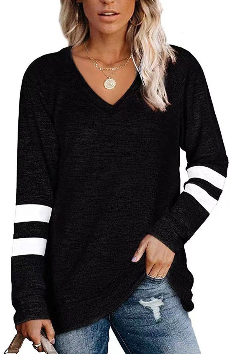 WOMEN OVERSIZED BOYFRIEND V NECK PULLOVER