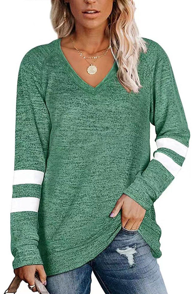 WOMEN OVERSIZED BOYFRIEND V NECK PULLOVER