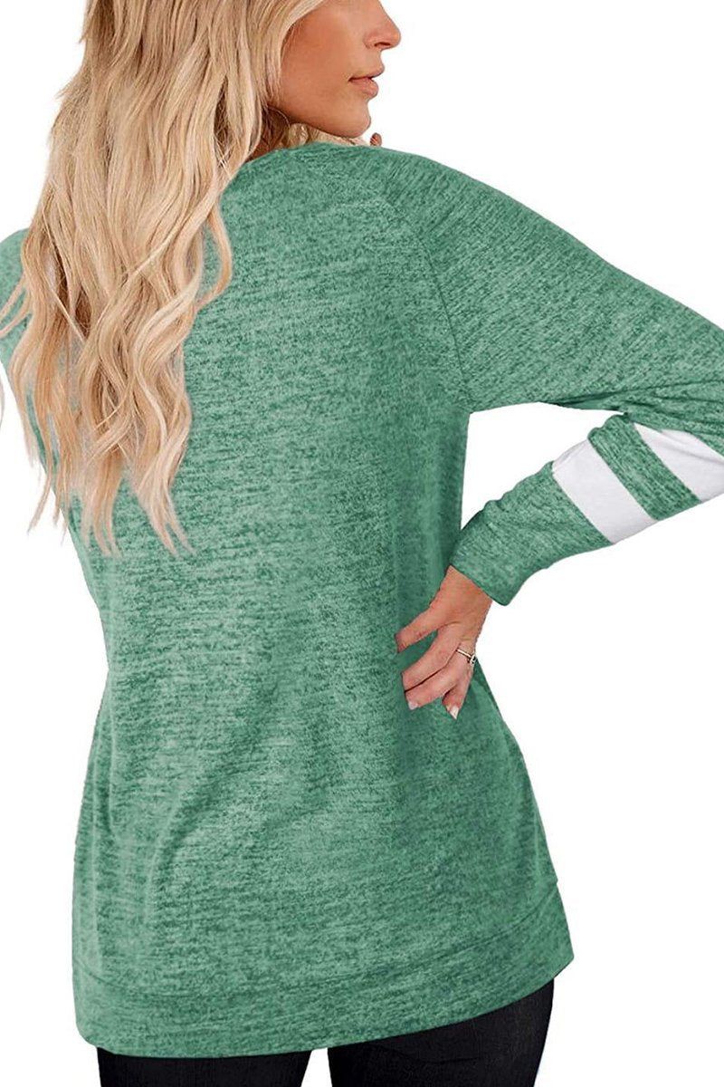 WOMEN OVERSIZED BOYFRIEND V NECK PULLOVER