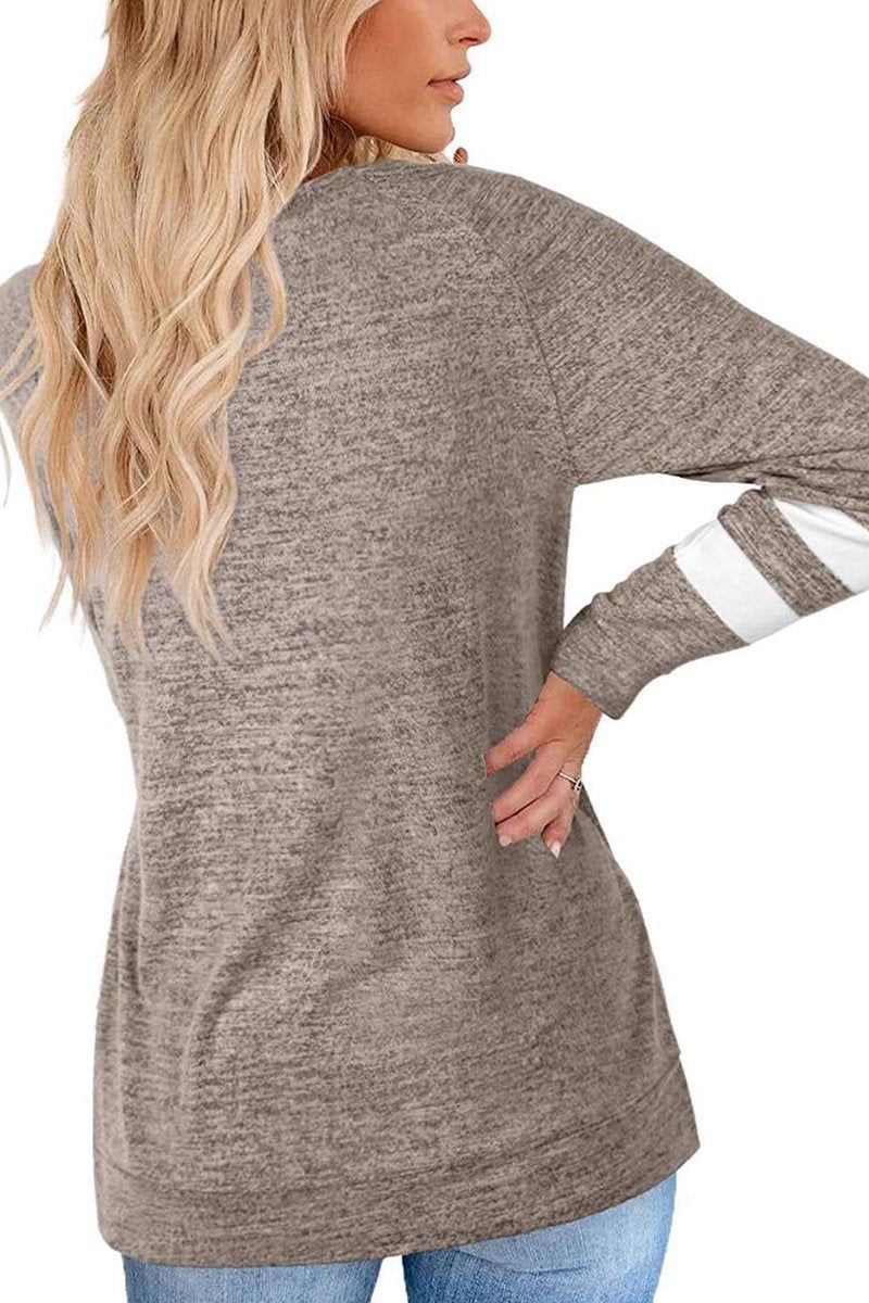 WOMEN OVERSIZED BOYFRIEND V NECK PULLOVER