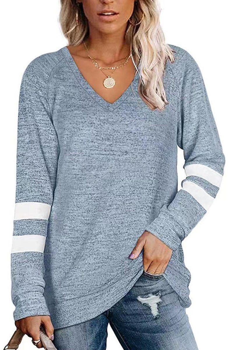 WOMEN OVERSIZED BOYFRIEND V NECK PULLOVER