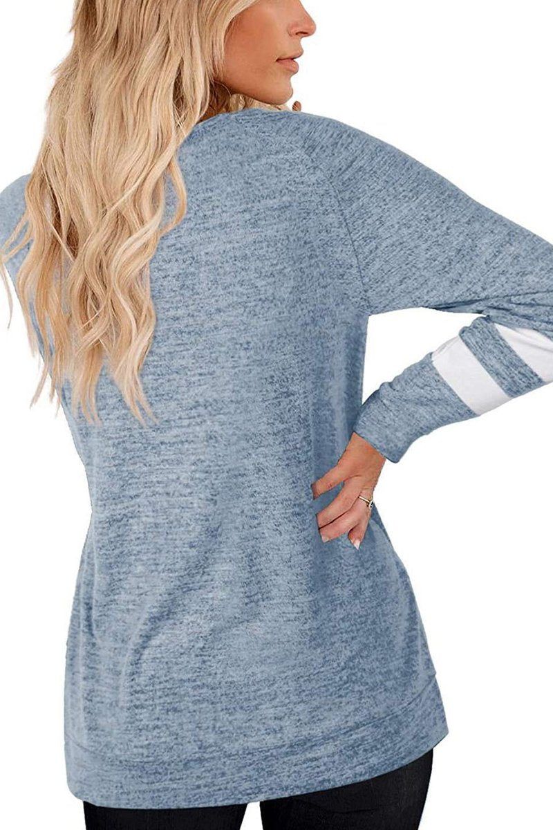 WOMEN OVERSIZED BOYFRIEND V NECK PULLOVER