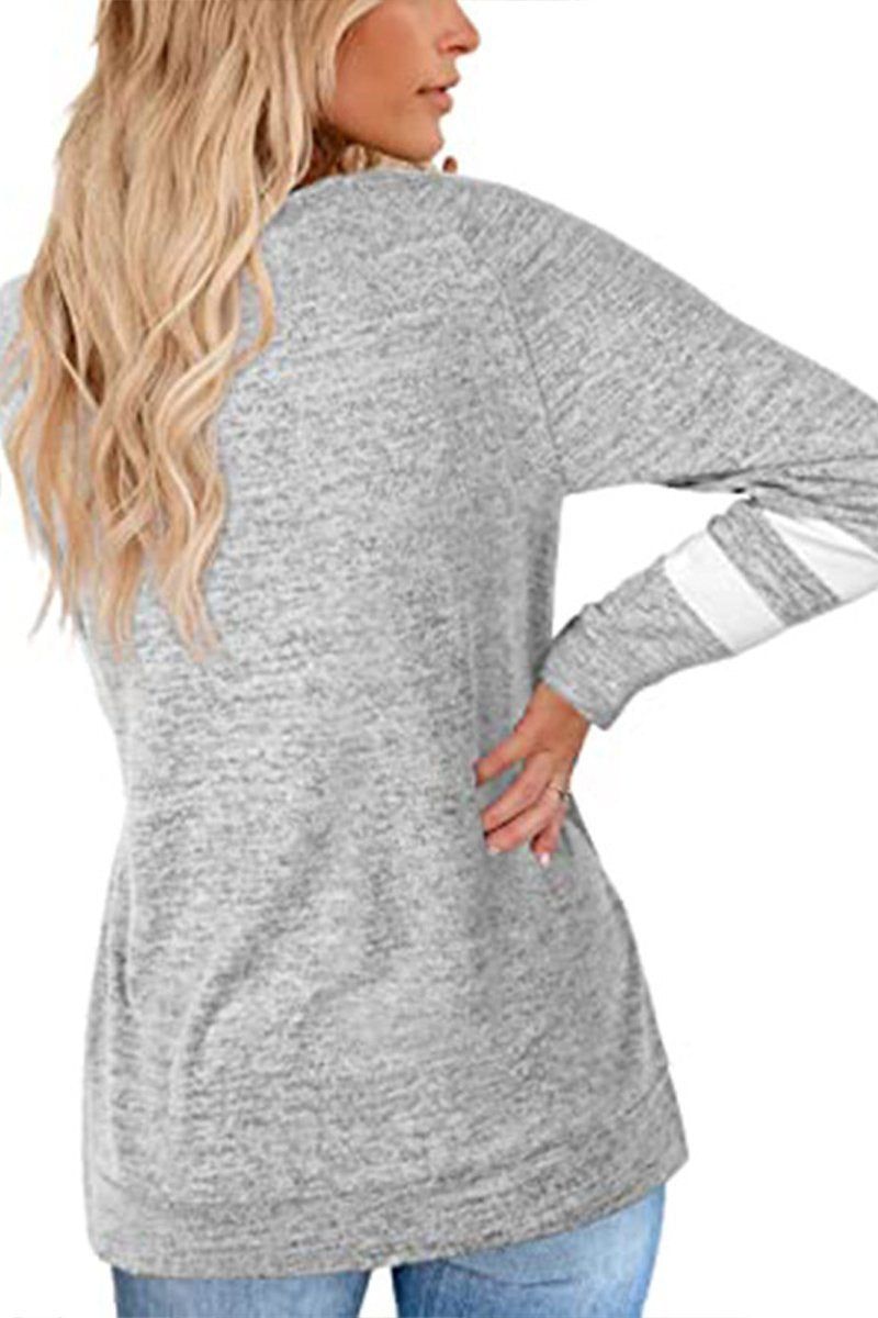 WOMEN OVERSIZED BOYFRIEND V NECK PULLOVER