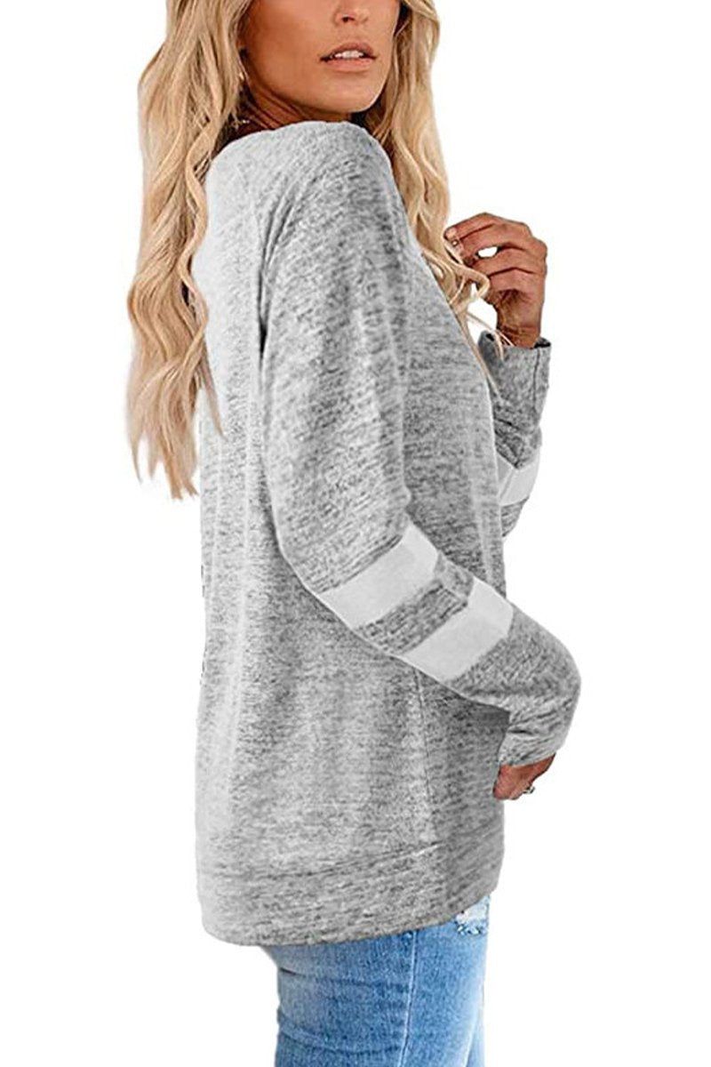 WOMEN OVERSIZED BOYFRIEND V NECK PULLOVER