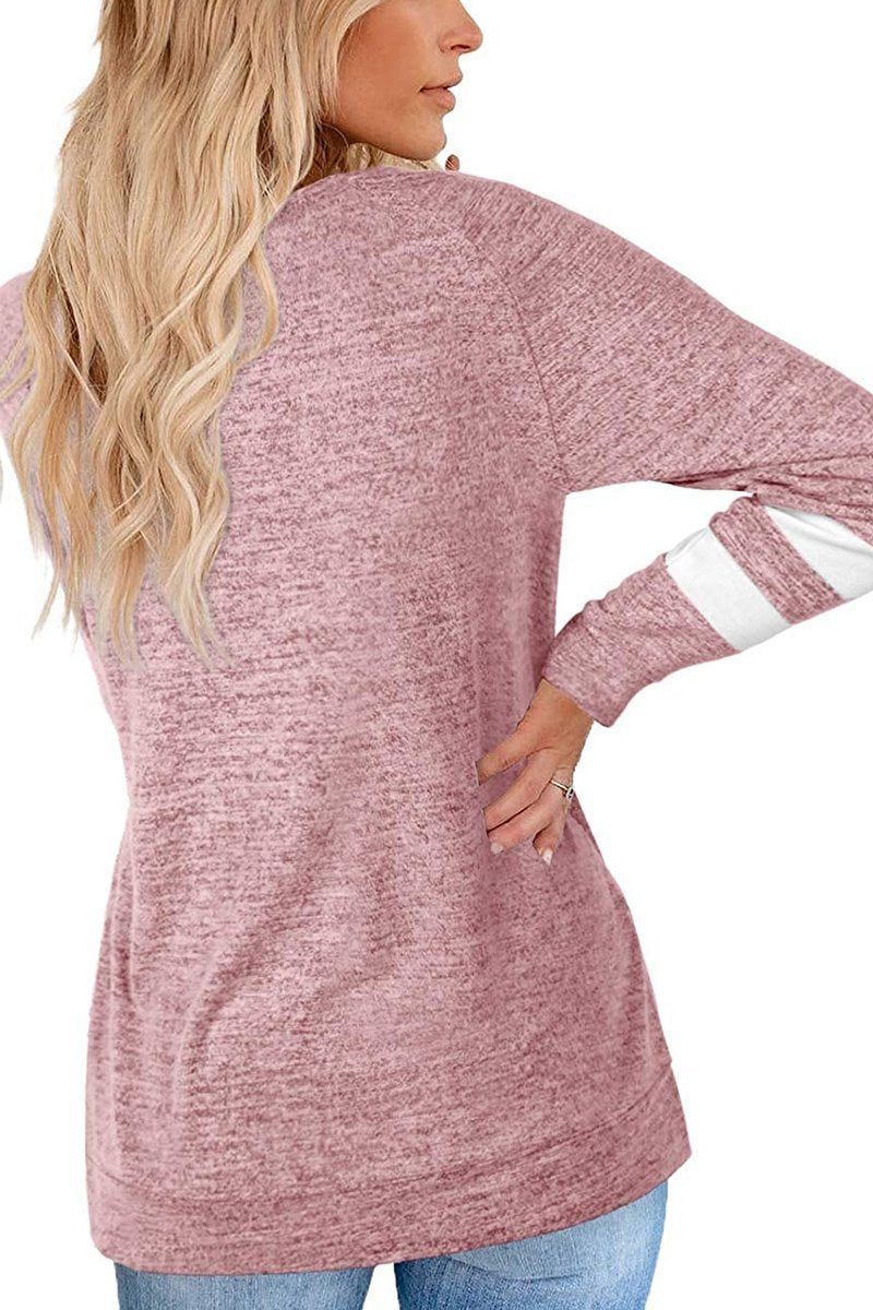 WOMEN OVERSIZED BOYFRIEND V NECK PULLOVER