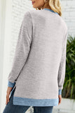 WOMEN ROUND NECK PULLOVER TOP WITH POCKETS