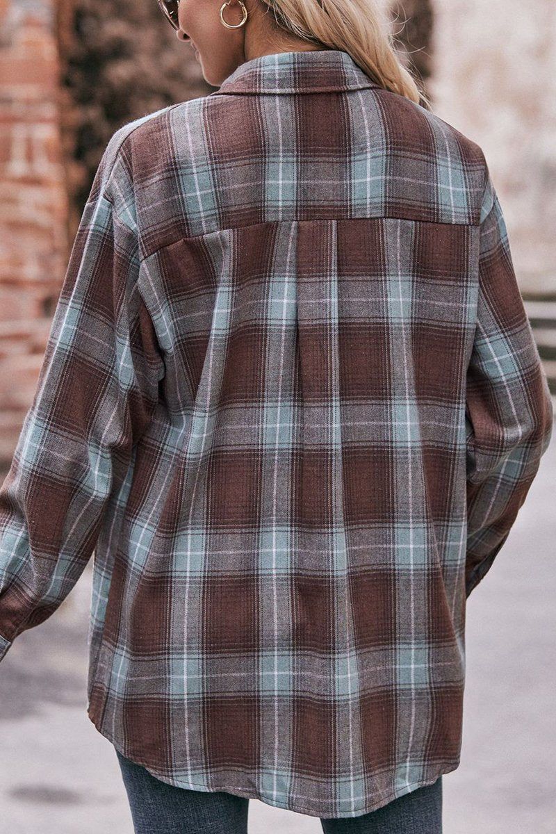 WOMEN PLAID PATTERN FRONT TIED BUTTON UP SHIRTS