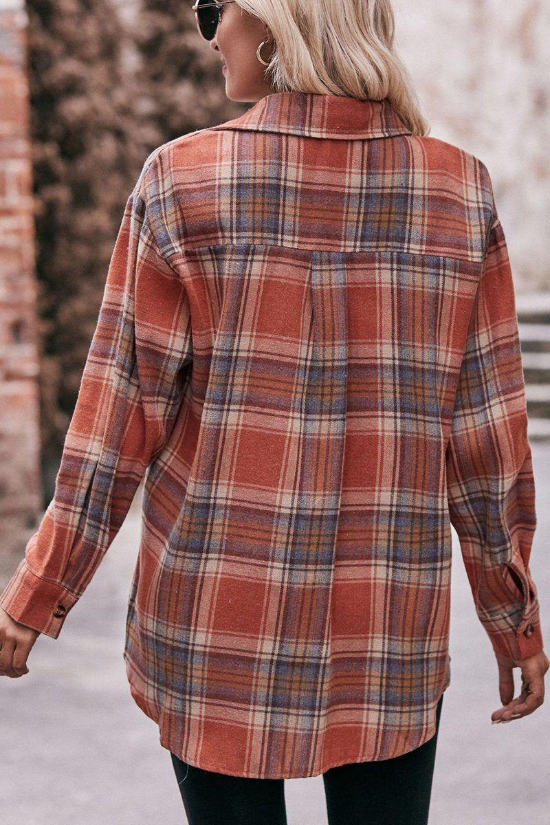 WOMEN PLAID PATTERN FRONT TIED BUTTON UP SHIRTS