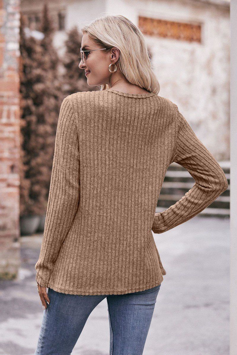 ROUND NECK BUTTON FITTING CORDUROY PULLOVER