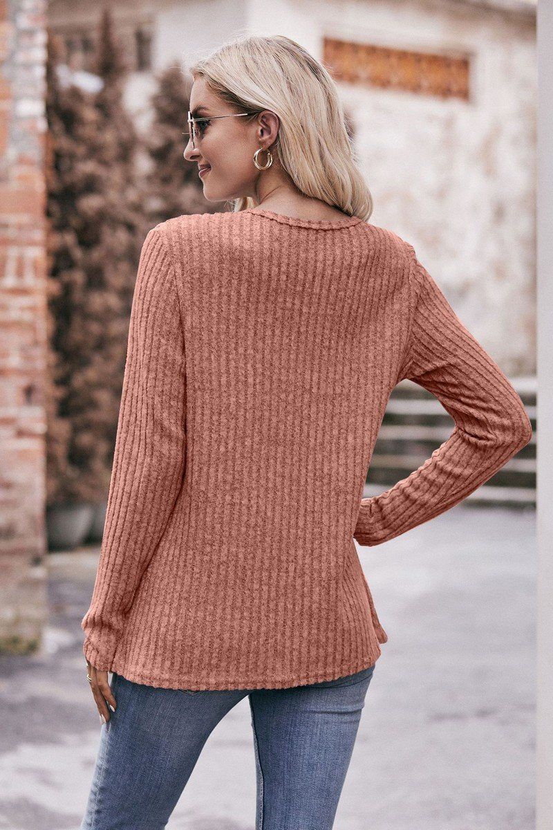 ROUND NECK BUTTON FITTING CORDUROY PULLOVER