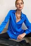 WOMEN LONG SLEEVED SATIN BUTTON UP SHIRTS