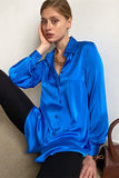 WOMEN LONG SLEEVED SATIN BUTTON UP SHIRTS