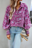 WOMEN BOHEMIAN PATTERN BUTTON UP OVERSIZED SHIRT