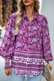 WOMEN BOHEMIAN PATTERN BUTTON UP OVERSIZED SHIRT