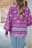 WOMEN BOHEMIAN PATTERN BUTTON UP OVERSIZED SHIRT