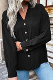 WOMEN V NECK LOOSE FIT BUTTON DOWN SHIRTS