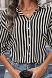 WOMEN FITTED CUFF BUTTON UP STRIPE SHIRTS