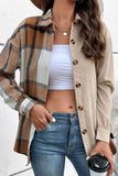 WOMEN PLAID LEOPARD BUTTONED COZY FALL SHACKET