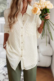 WOMEN LACE TRIM BUTTON UP BLOUSE WITH POCKET