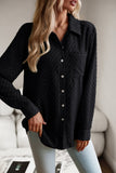 WOMEN LACE TRIM BUTTON UP BLOUSE WITH POCKET