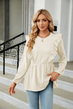 WOMEN LONG SLEEVE FRILL DETAILED TUNIC TOP