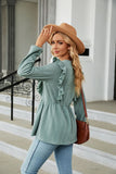WOMEN LONG SLEEVE FRILL DETAILED TUNIC TOP