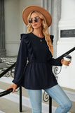 WOMEN LONG SLEEVE FRILL DETAILED TUNIC TOP