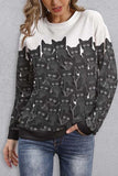 WOMEN ROUND NECK FLORAL PRINTING LONG SLEEVE TOP