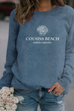 WOMEN COUSINS BEACH PRINTING CREW NECK PULLOVER