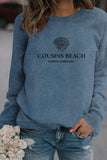 WOMEN COUSINS BEACH PRINTING CREW NECK PULLOVER